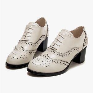 Unique perferated Leather Wing-tipped Oxford Shoes Size 8